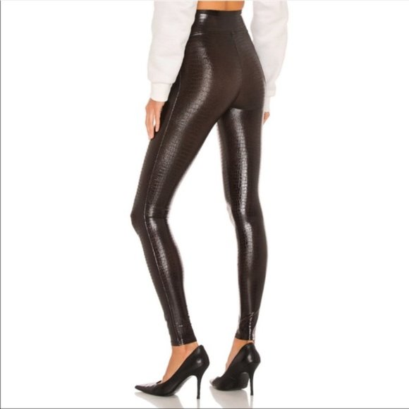 Spanx Faux Leather Croc Leggings in Color Shine - Picture 4 of 6